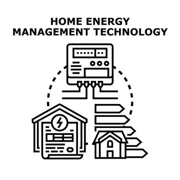 Home energy management technology optimizing household consumption Stock Illustration