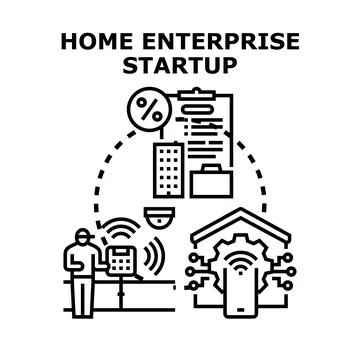 Home enterprise startup concept developing new business Stock Illustration