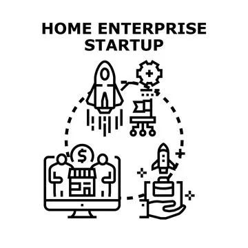 Home enterprise startup concept developing business Stock Illustration