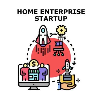 Home enterprise startup concept developing business 스톡 일러스트
