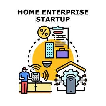Home enterprise startup concept developing new business Stock Illustration