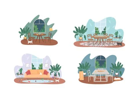 Home entertainment 2D vector web banner, poster set Stock-Illustration