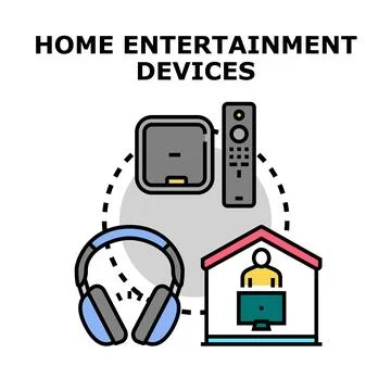 Home entertainment devices enabling digital content consumption Stock Illustration