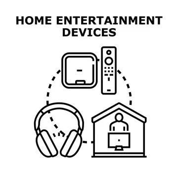Home entertainment devices enabling digital content consumption Stock Illustration