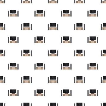 Home entertainment system flat design seamless pattern Stock Illustration