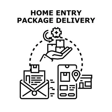 Home entry package delivery service concept Stock Illustration