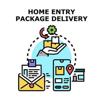 Home entry package delivery service concept Stock Illustration