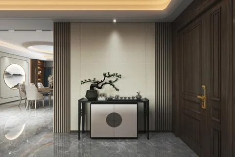 Home entry space interior design, foyer space and entry lobby, door lock de.. Stock-Illustration