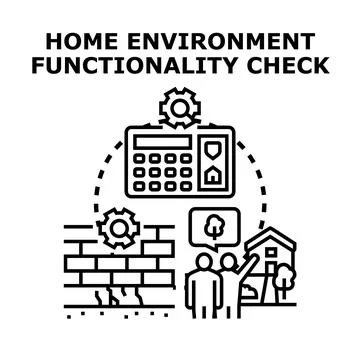 Home environment functionality check system assessment Illustrazione stock