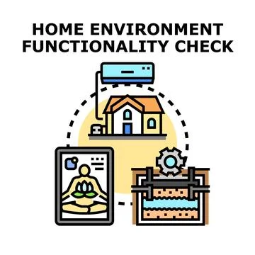 Home environment functionality check vector illustration concept Stock Illustration
