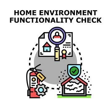 Home environment functionality checking and safety inspection Stock Illustration