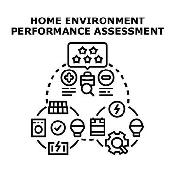 Home environment performance assessing efficiency and optimization Stock Illustration