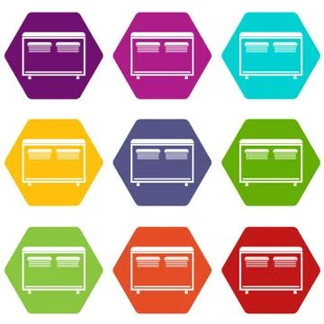 Home equipment for heating icon set color hexahedron 스톡 일러스트