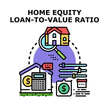 Home equity loan to value ratio calculation concept Stock Illustration