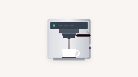 Home Espresso Machine Brewing Process Animation with Portafilter Lock and S.. Видео 346007058