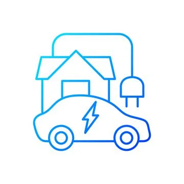 Home EV charging point gradient linear vector icon Stock Illustration