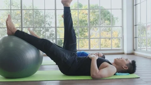 Home exercise together concept. Stock Footage 147233045