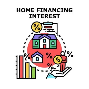 Home financing interest rates increasing mortgage loan Stockillustratie