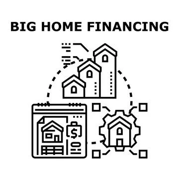 Home financing process conceptual illustration residential houses, financial  Stock Illustration