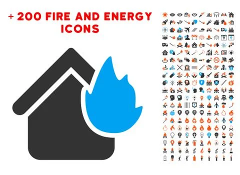 Home Fire Disaster Icon with Bonus Power Set イラスト素材