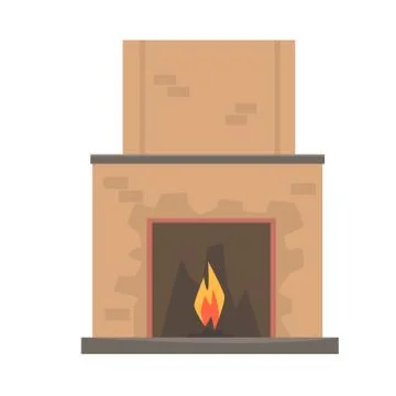 Home fireplace with fire vector Illustration Stockillustratie