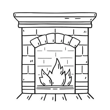 Home fireplace made of bricks Stock Illustration