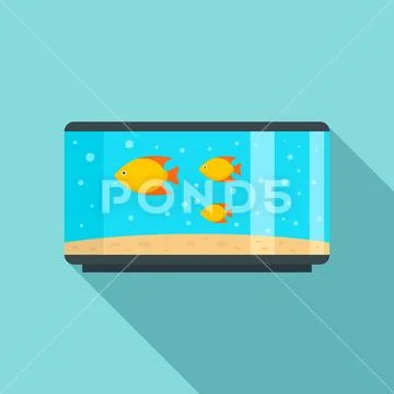 Home fish aquarium icon, flat style ~ Clip Art #100804243