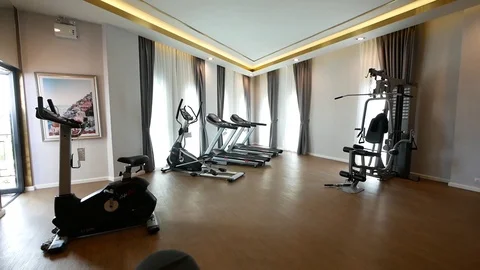 Home Fitness Room/ Gym Decoration Idea Stock Footage