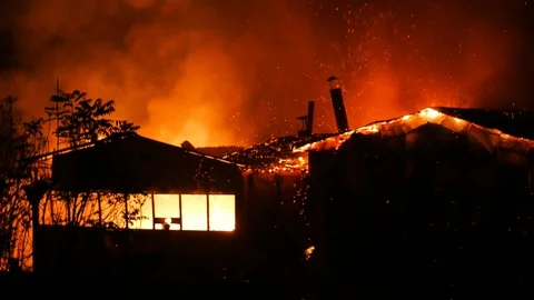 Home In The Flames Of A Fire Stock Footage 91256656