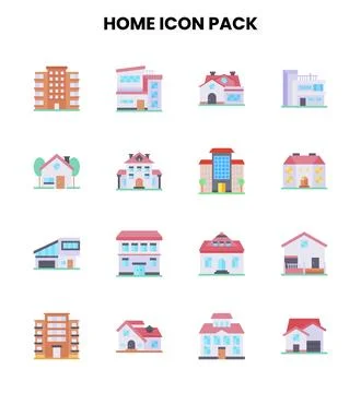 Home Flat Bundle Icons Pack Stock Illustration