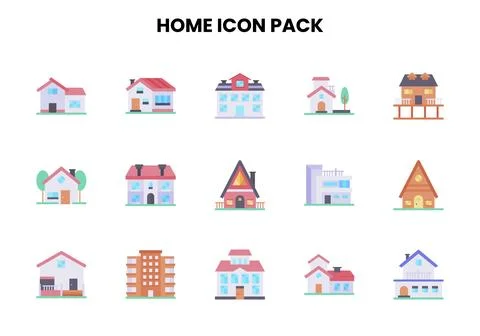 Home Flat Graphics Icons Pack Stock Illustration