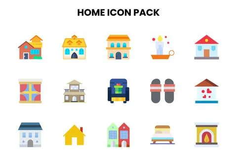 Home Flat Icons Pack Stock Illustration