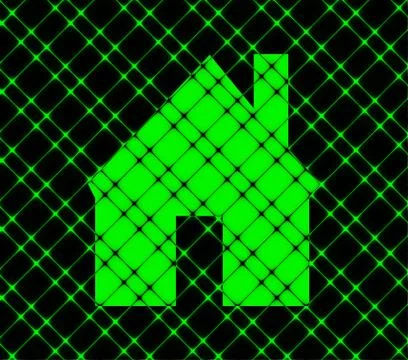 Home. Flat modern web button and space for your text. Stock Illustration