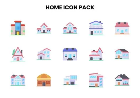 Home Flat Scalable Icons Pack Stock Illustration