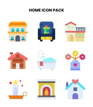 Home Flat Scalable Icons Pack Ilustración de archivo