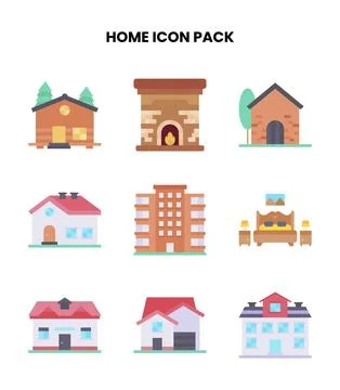 Home Flat UI Icons Pack Ilustración de archivo