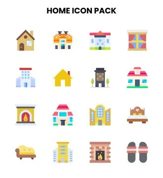 Home Flat UI Icons Pack Stock Illustration