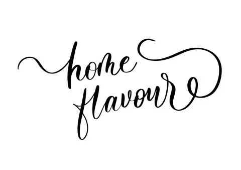 Home Flavour Calligraphy Script for Cozy Branding.Elegant Cursive Typography  Stock Illustration