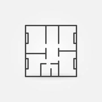 Home Floor Plan vector thin line concept simple icon Stock Illustration