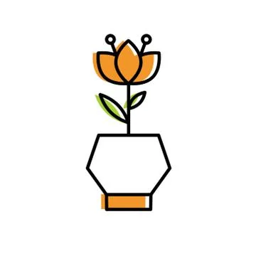 Home flower in pot Stock Illustration