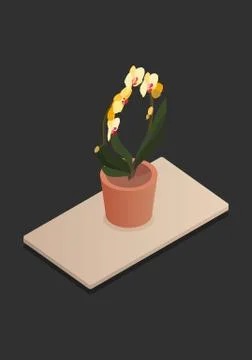 Home flower in pot vector isometric concept vector illustration-vektorgrafik. Stock Illustration