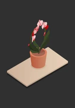 Home flower in pot vector isometric concept vector illustration-vektorgrafik. Stock-Illustration