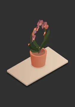 Home flower in pot vector isometric concept vector illustration-vektorgrafik. Illustrazione stock