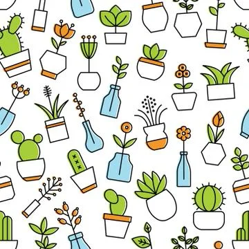 Home flowers seamless pattern Stock Illustration