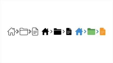 Home folder document navigation hierarchy vector icons イラスト素材