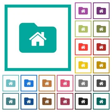 Home folder flat color icons with quadrant frames 스톡 일러스트