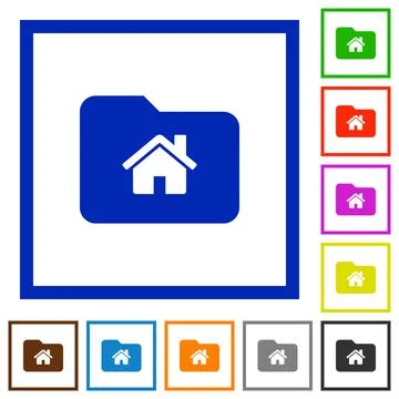 Home folder flat framed icons 库存插图