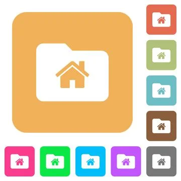 Home folder rounded square flat icons Illustrazione stock