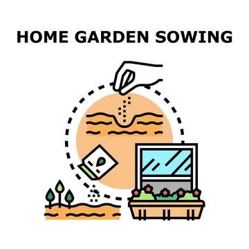Home garden sowing concept developing house landscape Stock Illustration