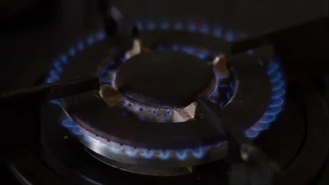 Home gas ring with flame Stock Footage 130264108